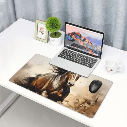Tapis de souris grand format adhérence maximale HYTTER motif cheval pour bureau