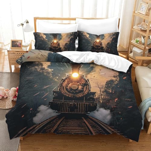 Train à Vapeur parure de lit 3d pour décorer une chambre d'enfant avec couette 200x200