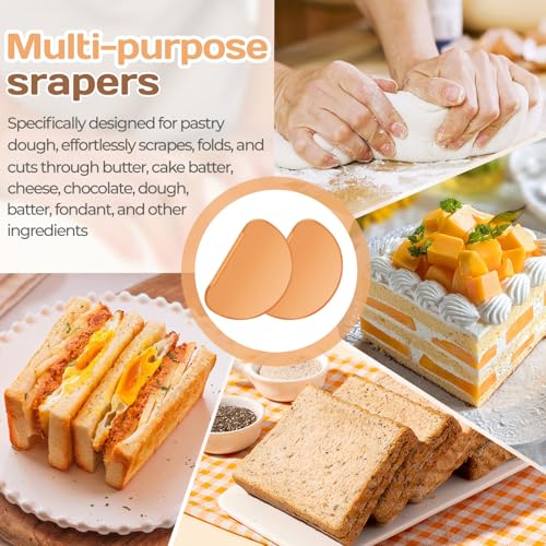 2PCS Bowl Dough Scraper,Flexible Bowl Scraper,Curved Edge Bread Dough Scraper Bowl Spatula,Spatula Multipurpose Baking Food Scraper,Pastry Cutter Tool