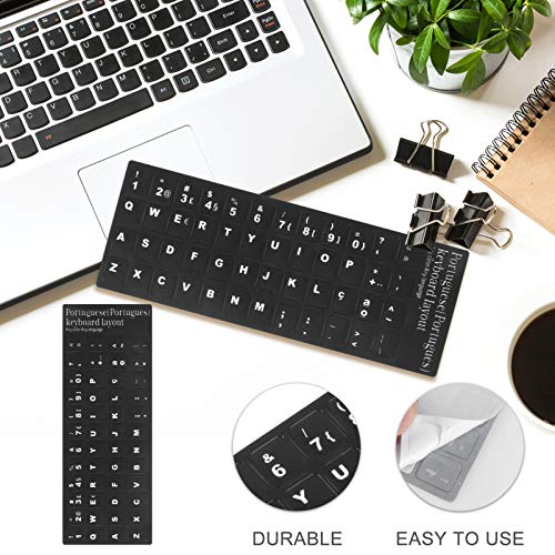Lurrose 10Pcs Teclado Português Teclado Posição Do Dedo Etiquetas Decalques Fundo para O Desktop Lap