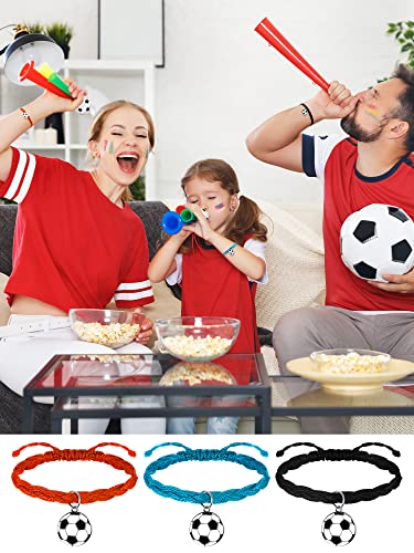 Junkin 20 Pieces Soccer Bracelet Soccer Charm Adjustable Sports Bracelet Soccer Stuff Soccer Jewelry Friendship Bracelets For Teens Boys And Girls Players Sport Theme Party Supplies (Multicolored) #TOP3