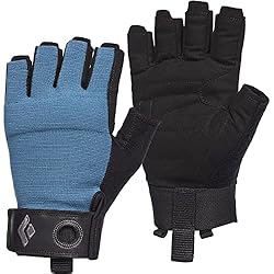 Black Diamond Crag Half-Finger Gloves, Unisex; 400...: Black Diamond CRAG HALF-FINGER GLOVES, UNISEX; 4002-Astral Blu; L Palma y dedos de cuero sintético con dedo índice reforzado y entrepierna del pulgar para mayor durabilidad Cierre de velcro en el puño con bucle de meter Certificado CE según EN 420 y ...