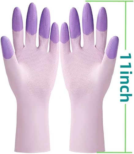 Miniatura 3 de Household Cleaning Durable Latex Women's Gloves Short, Reusable Dishwashing Work Gloves Anti Slip Powder Free