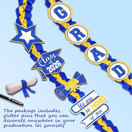 Image of Tifeson Graduation Leis Decorations 2026 - Handmade Double Braided Graduation Ribbon Leis with Glitter Pins for Him Her High School College Congrats Grad Gifts Party Supplies