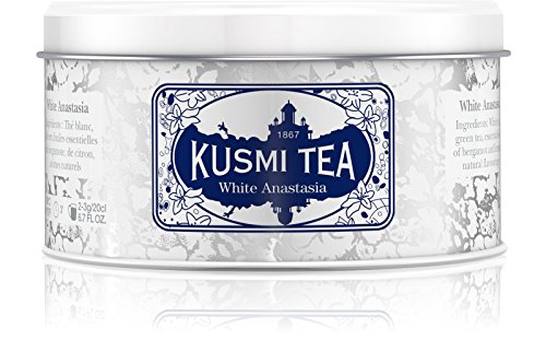 Kusmi Tea - White Anastasia - White Tea Blend with Citrus, Bergamot & Lemon - 3.2oz of All Natural Loose Leaf Green and White Tea Blend with No Additives in an Eco-Friendly Metal Tin (35 Servings)