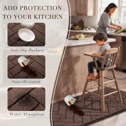 Image of hicorfe Kitchen Runner Rug,20 inchx48 inch Kitchen Set,Non-Slip Kitchen Mat