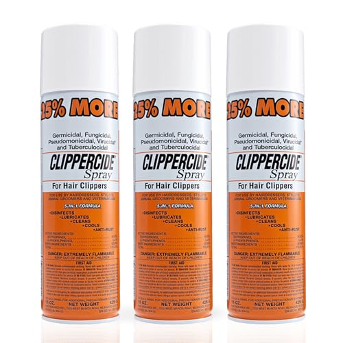 CLIPPERCIDE 5-in-1 Clipper Disinfectant Spray 15oz, 3 Pack | Cleans, Lubricates, Cools, Prevents Rust & Disinfects | Professional Clipper Spray for Barbers, Stylists & Pet Groomers | Made by Barbicide