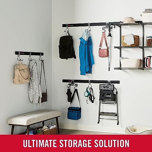 Rubbermaid FastTrack Garage Storage Utility Hooks 5 Piece Black All in One Rail Hook Kit and Tool Organizer Heavy Duty for Home/Garage/Shed/Garden - image 7