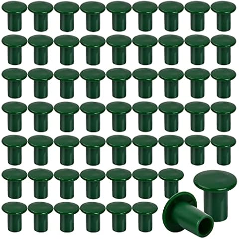 Zsanhua 60PCS Cane Toppers Caps, Bamboo Rubber Cane Topper Garden Cane Safety Caps, Small Green Protectors for Garden Farm Bamboo Plant Cover