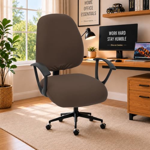 Image of DIVA EN CAMINO DEC Stretchable Desk Office Chair Seat Covers - Universal Stretch Computer Chair Slipcover - 180GSM Washable Rotating Backrest Coverings & Cushion Protectors for Dogs, Cats, Pets