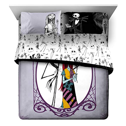 Jay Franco Disney Nightmare Before Christmas Gothic Romance 7 Piece Queen Bed Set - Includes Reversible Comforter & Sheet Set - Bedding Features Jack Skellington & Sally (Official Disney Product) #TOP1