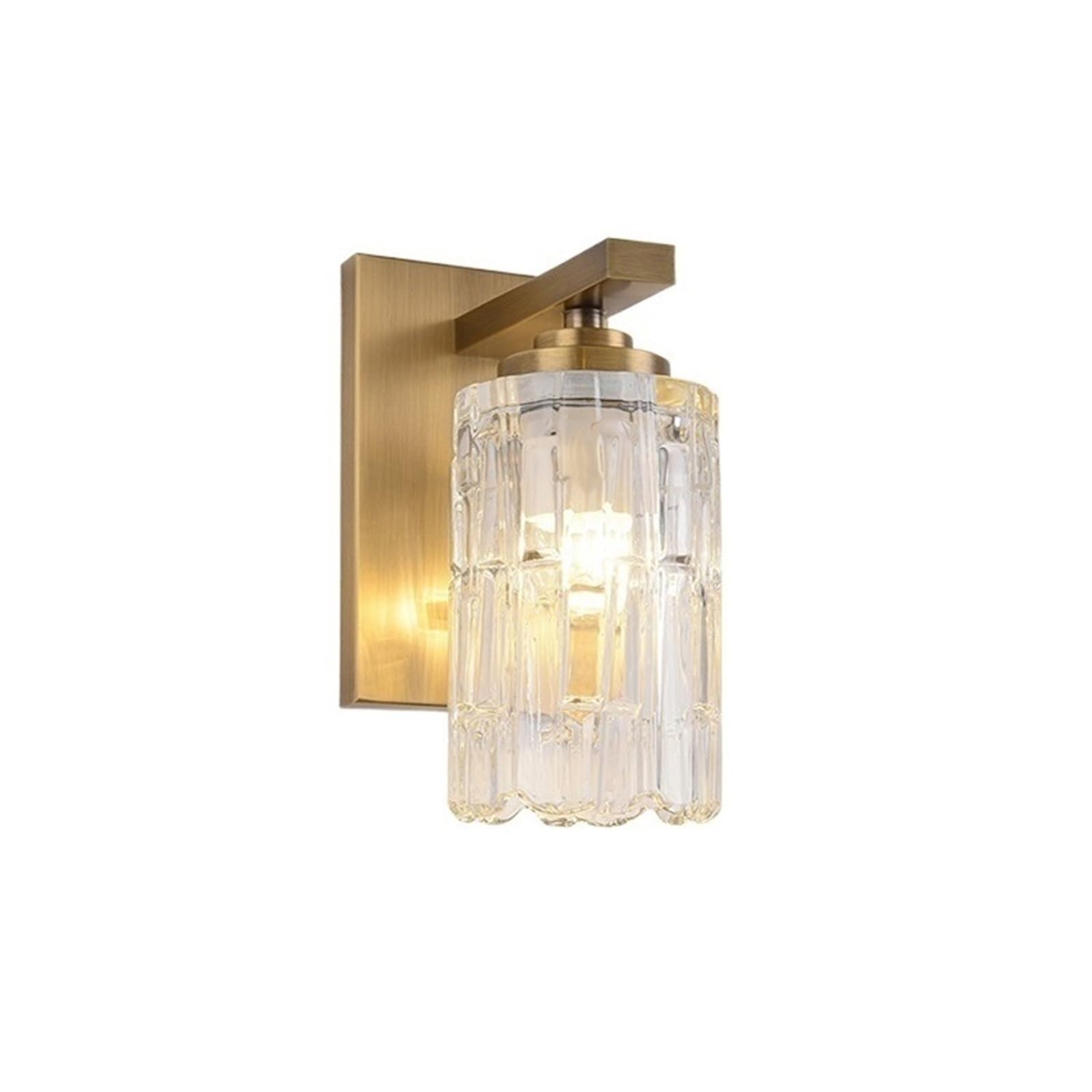 Yinj9562fg Living Room Luxurious Brass Living Room Wall Lamp Study Bedside Fill Light Glass Lampshade Decor