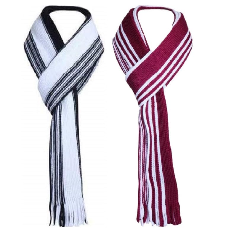 Boy's Winter Woolen Muffler for Men and Women pack of 2 (Black and White)-image-31