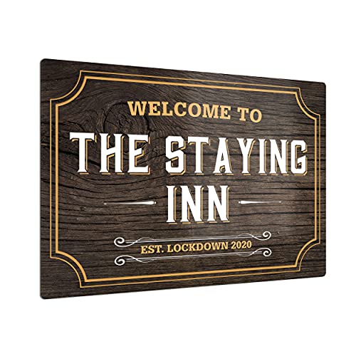 Image of iCaseDesigner Personalised Welcome Bar Sign with Aged Wood Background. Gloss Metal Wall Art. Pub Man-Cave Gift