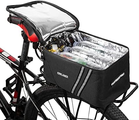 ERRLANER Bicycle Rack Rear Carrier Bag Insulated Trunk Cooler 11L Large Capacity Storage Luggage Pouch Reflective MTB Bike Pannier Shoulder Bag with Rain Cover