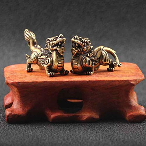 BESPORTBLE Feng Shui Bronze Kylin Qilin Estátua Escultura de Cobre Chi Lin Pixiu Estátua Sorte Feng