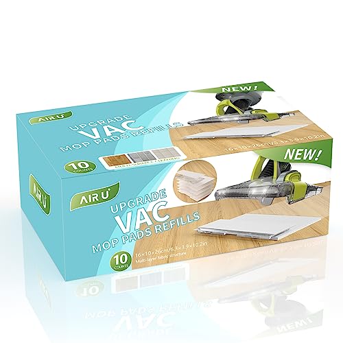 AIR U+ 10 Pack Replacement Pad for Shark VACMOP VM252 VM200 VM190 VM250 VM251 Disposable Vac Mop Pads Refills
