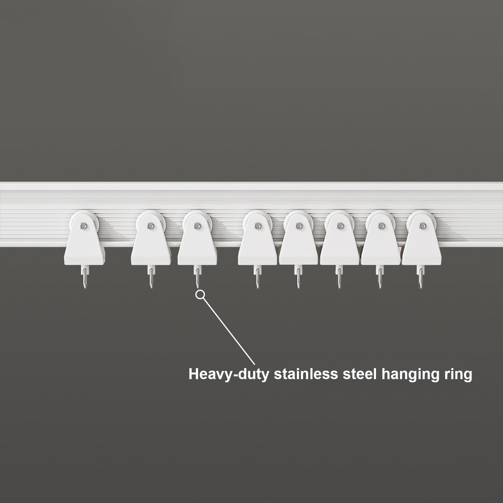 Flexible Vorhangstange ohne Bohren, biegbare Vorhangschiene mit leisen Rollen und U-Bolzen-Befestigungsklemmen, geeignet for die Installation an Metallgeländern oder Rohren(500cm/197in)