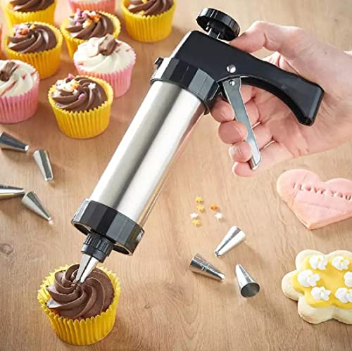 Cookie Press For Baking, Stainless Steel Spritz Cookie Press Preferred Cookie Press Gun Kit With 8 Cookie Press Discs & 8 Nozzles For Diy Cookie Maker Cake Icing Decoration And Holiday Baking Biscuit #TOP3