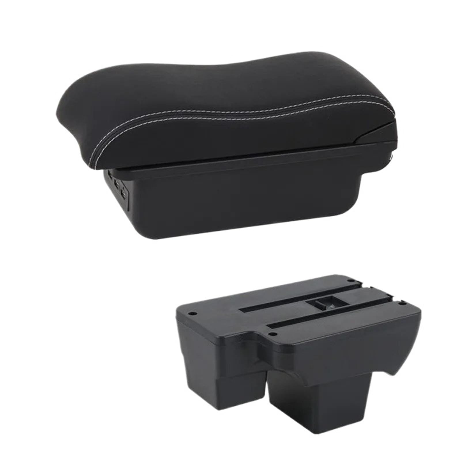 NOKRGQW Car Armrest Box For VW Polo 2019-2025 Car Armrest Storage Box Interior Dedicated Retrofit Parts Accessories(B3 white line 3USB)