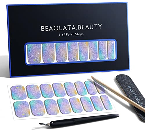 BEAOLATA Nail Polish Strips, 32 Nail Wraps, Nail Stickers, Nail Strips, Easy Apply& Remove, Long Lasting, Safe for Nails, Salon Quality(Fairies’ Bubble01)