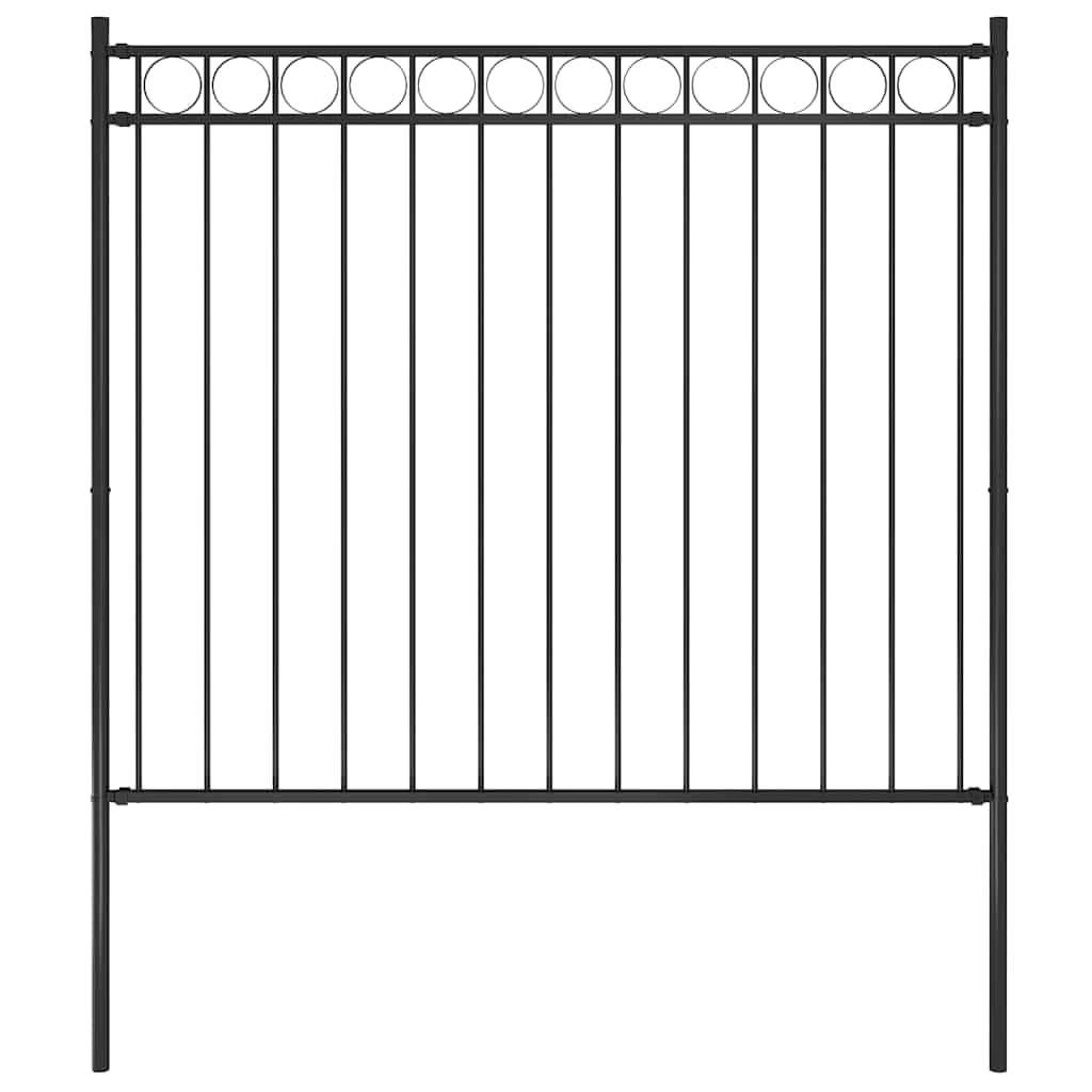 Gartenzaun ASSEN Stahl Zaunfeld 1,7 x 1,5 m Schwarz mit Montagematerial, stabiles Zaunelement für Sichtschutz, wetterfest, doppelstabmatte, ideal für Vorgarten, Terrasse, Grundstück