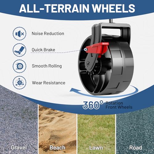 Image of Timber Ridge 47 inch L Collapsible Wagon with Tailgate & Brake, 300 lbs Heavy Duty Beach Wagon with All-Terrain Big Wheels, 250L Foldable Utility Cart for Sand Camping Sports Shopping, Blue