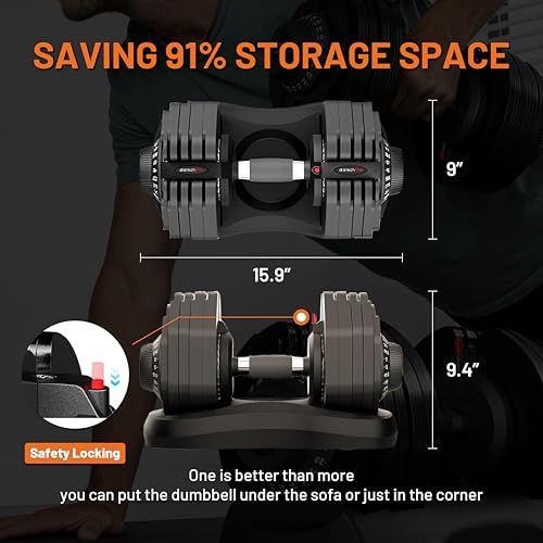 ATIVAFIT Adjustable Dumbbell Set (50/66/88 LB Pair), 10–12-in-1 Free Weights with Storage Box, Quick Dial Weight System, Secure Safety Lock, Anti-Slip Steel Grip, All-in-One Space-Saving Home Gym for Full Body Strength Training - Image 6