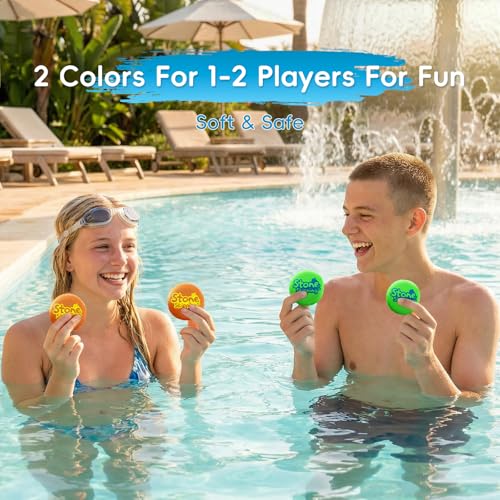 LETREEN 4 Stück Wasser Skip Disc – Klein Wasserball Bouncing Ball für Jugendliche und Erwachsene – Wasserhüpfball Sprungball Schnelltrocknender Lycra-Bezug Pool Ball