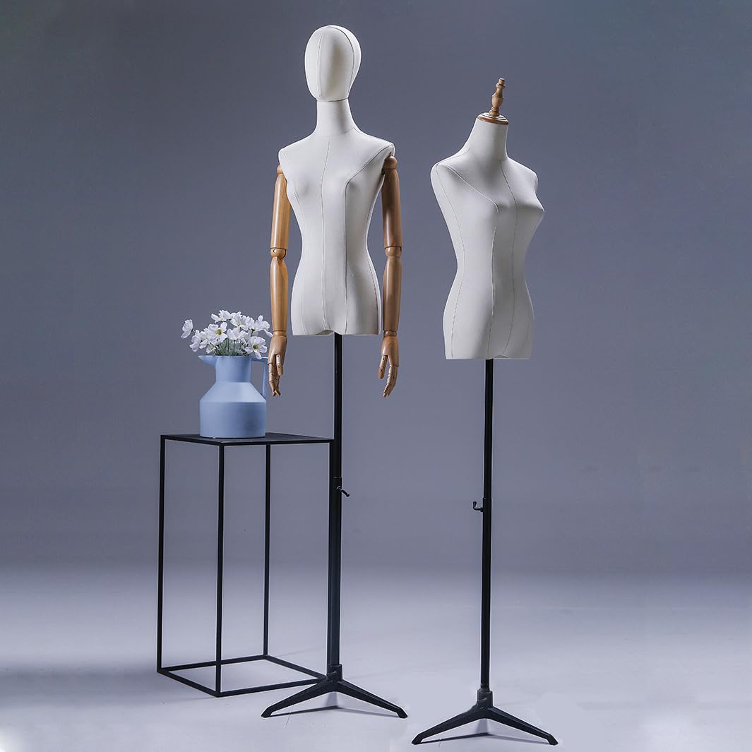 Female Mannequin Dress Form Torso 135-190cm, with Detachable Head, Wooden Hands, Adjustable Dress Form Mannequin, Display Mannequin Body Mannequin Stand, for Clothing Jewelry Sewing (Female)