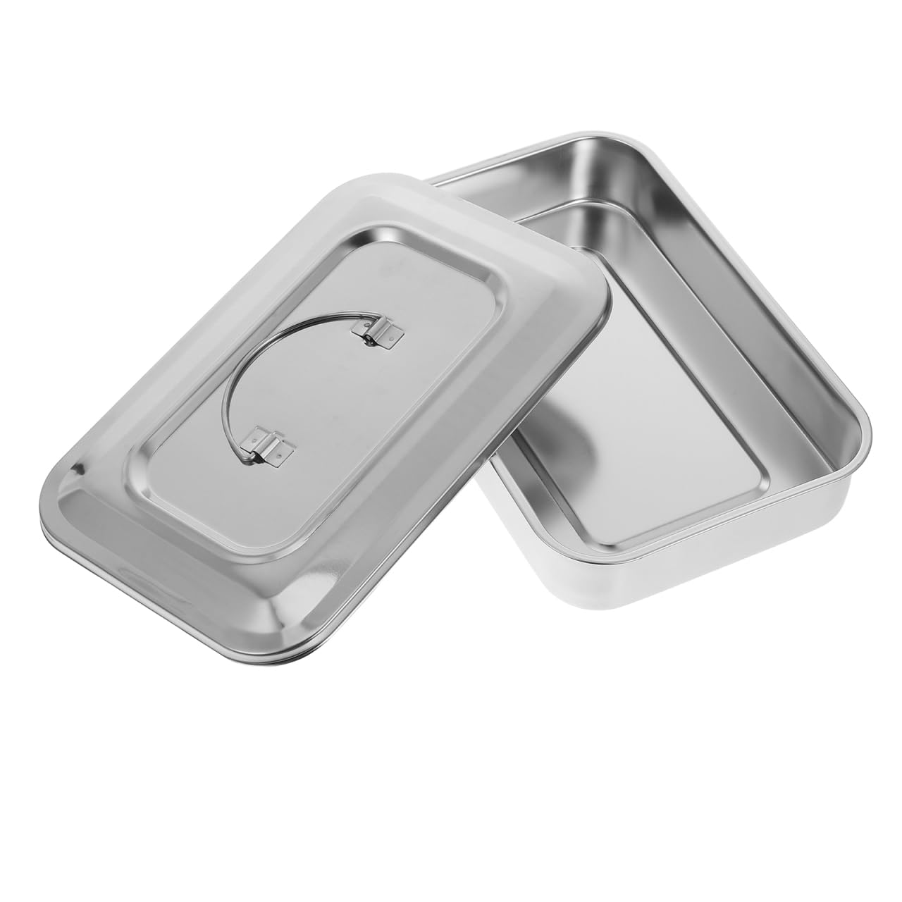 Anneome Caja de Esterilización de Acero Inoxidable Plata de Instrumentos con Tapa Cuadrada Resistente al Óxido y Diseño Simple para Uso Profesional