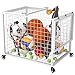 rehomerance Ball Cart Garage Sports Equipment Organizer with Lockable Lid, Basketball Storage Bin for Indoor Outdoor, Rolling Exercise Ball Cart Holder for Gym, Club, School, White