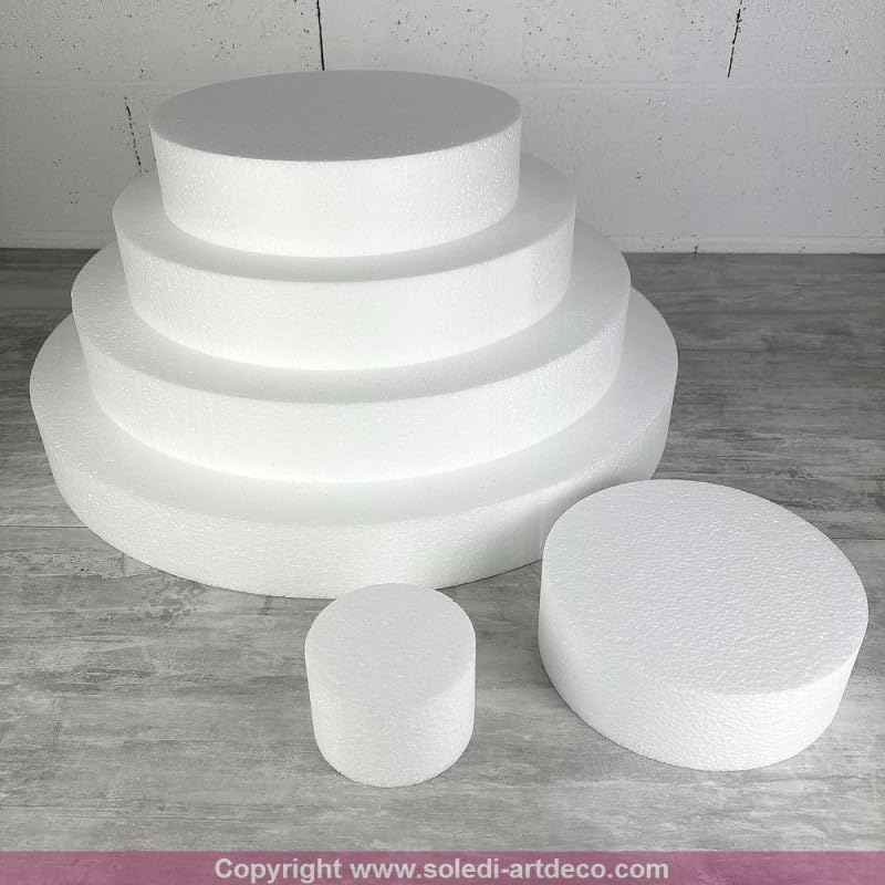 Lealoo Pièce Montée Mariage XXL Polystyrène Haute Densité 6 Étages - Hauteur 42 Cm, Base Ø60 Cm, Support Robe De Mariée & Décoration Gâteau