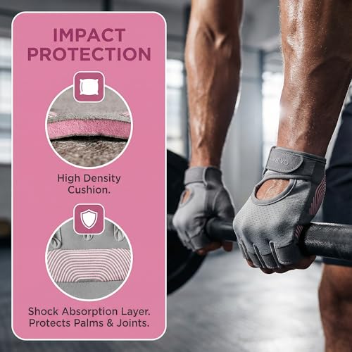 CAMBIVO Guantes Gimnasio para Hombre y Mujer, Palma Acolchada Antideslizante, Guantes de Fitness, Tejido Transpirable para Pesas, Fuerza y Entrenamiento Funcional, Rosa, M - imagen 6