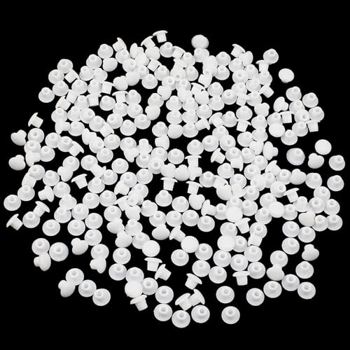 JaneYi 500 Stück Abdeckkappen für Bohrlöcher Weiß 5mm - Blindkappen, Abdeckstopfen, Möbel-Abdeckkappen zum Eindrücken - Lochkappen