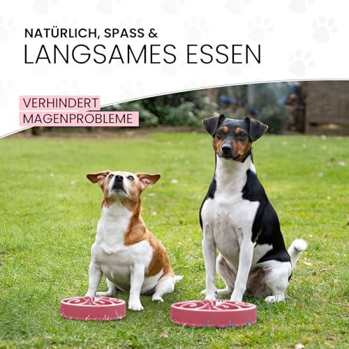 Eat Slow Live Longer Original Feeder S/M - Ø20,5 cm - Futternapf - Antischlingnapf Hunde - Schleckmatte Hund - Hundenapf - Slow Feeder für Hunde - rutschfest - Rosa