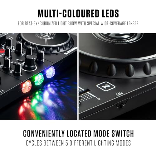 Image of Numark Party Mix II DJ Controller with Built-in Lights | 2-Deck, DJ Mixer, Touch-Capacitive Wheels, Integrated Audio Interface, and Serato DJ Lite
