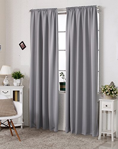 WOLTU 2er Set Gardinen, Verdunklungsvorhänge für Wohnzimmer Kinderzimmer, Blickdicht, Kräusebänder für Schiene, 250 g/m², kälteschutz lichtundurchlässig, 135 x 245 cm, Dunkelgrau