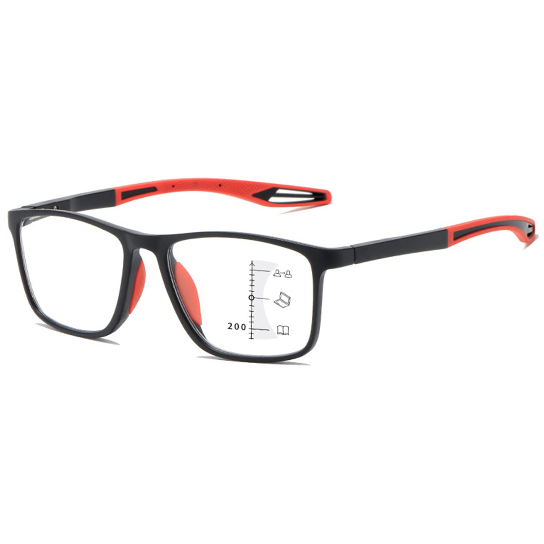 Fotochromowe okulary przeciwsłoneczne do czytania męskie damskie progresywne wieloogniskowe okulary przeciwsłoneczne do czytania sportowe prostokątne lekkie okulary blokujące niebieskie światło (Colo