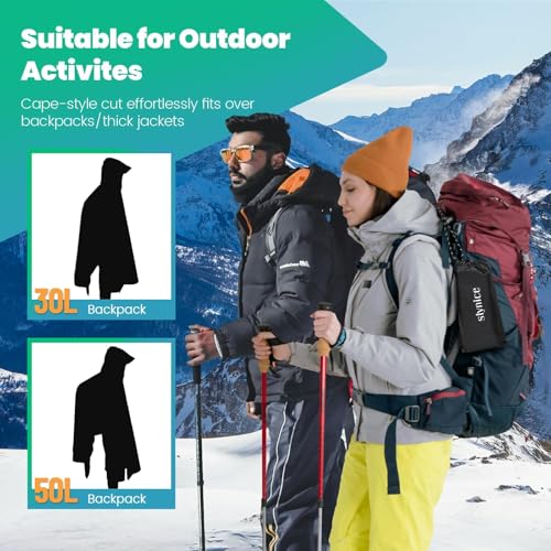 Stynice Leicht Wasserdicht Regenponcho Herren & Damen - Mehrzweck Regenjacke Outdoor mit Kapuze Faltbare Tasche für Camping Wandern Hikking - Atmungsaktive 3in1 Regencape