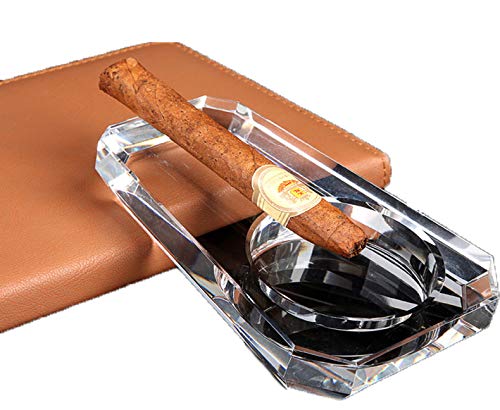Image of Cigar Ashtray, Crystal Glass Cigarette Holder for Men, Outdoor Ash Tray for Patio Indoor Outdoor Home Office Tabletop Desk Decoration, Gifts for Him, Valentine's Day