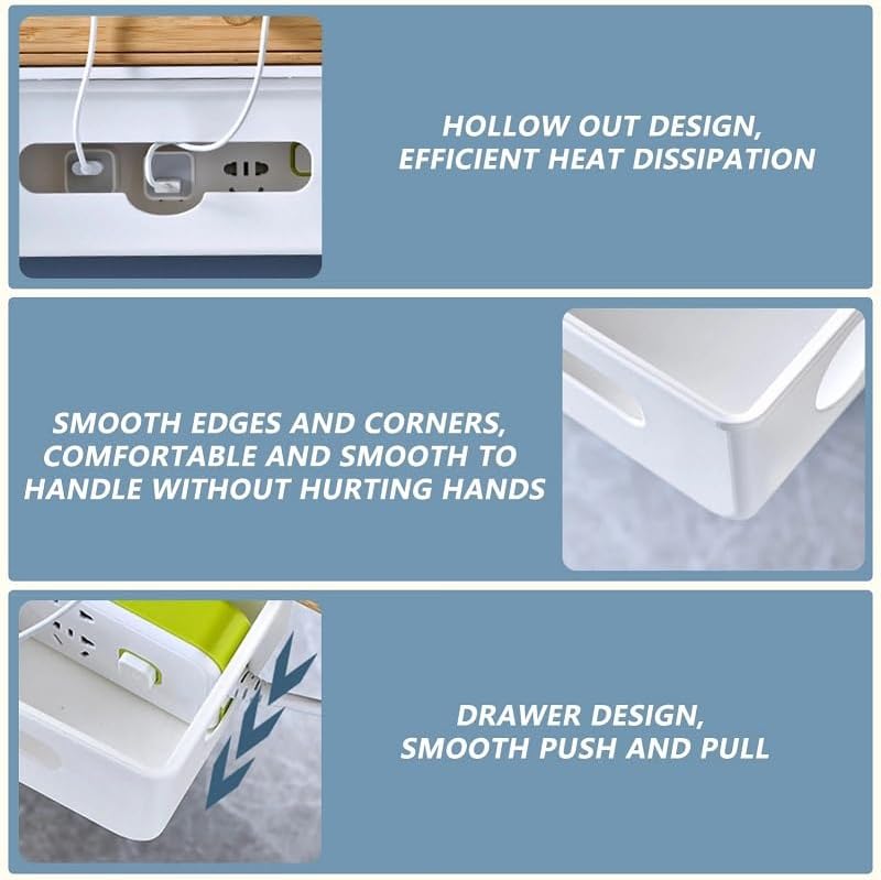 ケーブル管理ボックス ケーブル収納ボックス 粘着式電力線充電器ソケット収納引き出し デスク下の隠しワイヤーオーガナイザー ケーブルオ