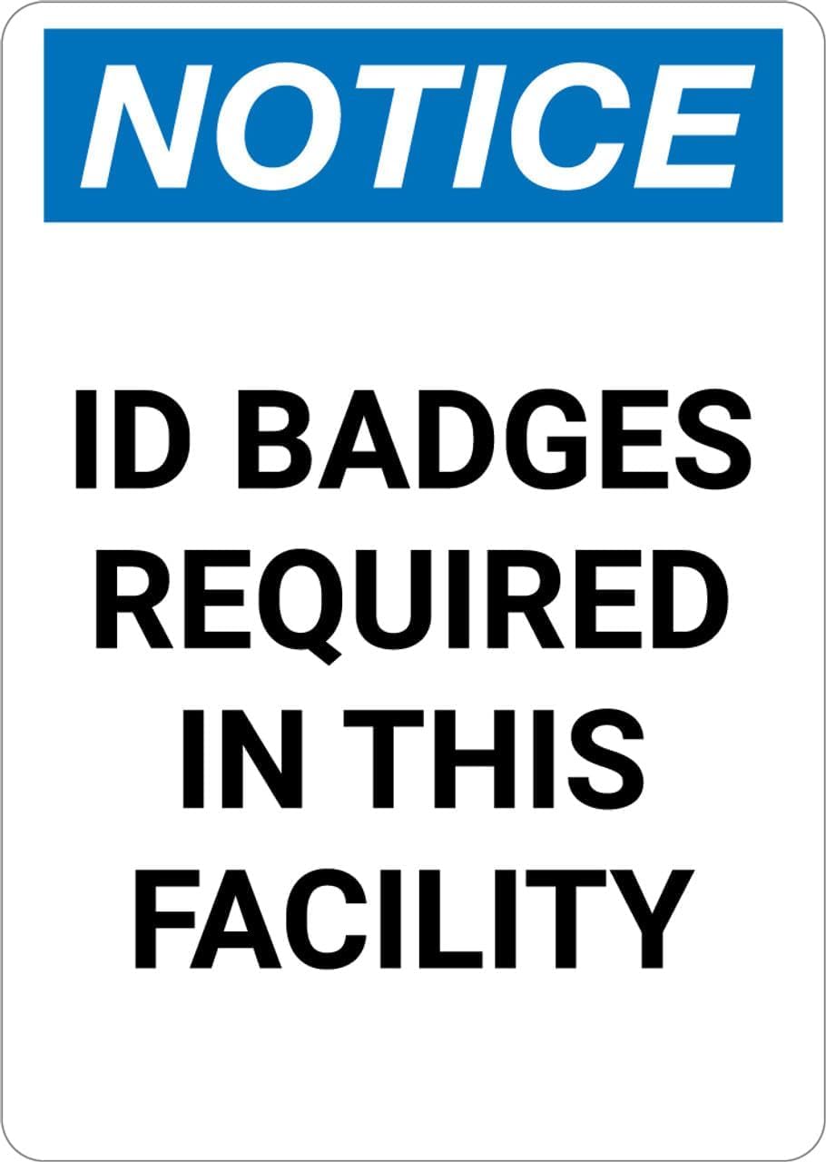 Facility ID Badge Required Notice Sign, Workplace Access Control Safety Metal Sign 12x8 Inch