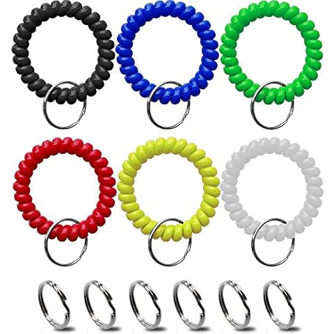 HoAoOo Wrist Keychain - Spring Spiral Stretch Coil Wristband Key Ring Key Chain, for Gym, Pool, ID Badge,Keys Cover