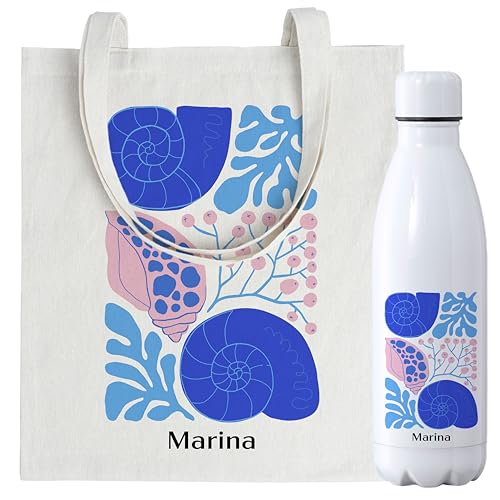 Pack Regalo Mujer, Botella Agua personalizada, Bolsa