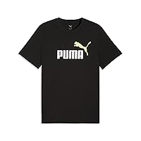 PUMA T-Shirt con Logo Bicolore Essentials N. 1 da Uomo S, Black Apple Spritz Green