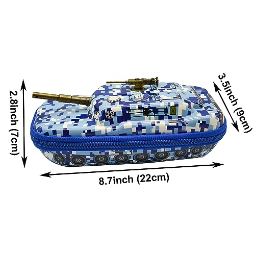 Image of Maydahui Tank Shape Camo Pencil Case Large Capacity Pen Pouch Holder Compartments Organizer Pencil Bag Stationery Box Waterproof EVA Camouflage Blue