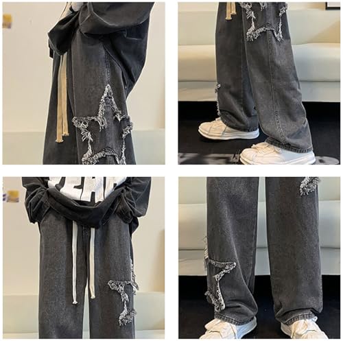 Men's Baggy Jeans Y2K Straight-Leg Wide-Leg Gothic Emo Denim Pants with Star Patterns Street Style Harajuku Clothes3