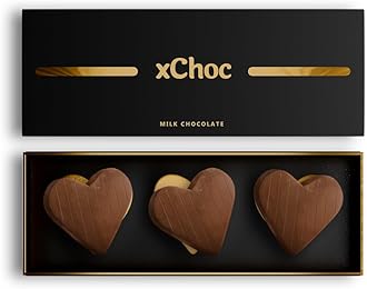 xChoc Milk Chocolate Hearts For Couples - Improve Mood, Performance & Energy - Vegetarian & Gluten-Free for Men & Woman (1 Box)