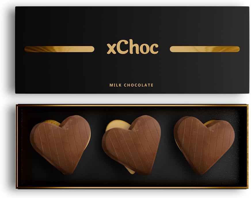 xChoc Chocolate For Couples - Milk Hearts to Improve Mood, Performance & Energy - Vegetarian & Gluten-Free for Men & Woman - Romance Chocolates